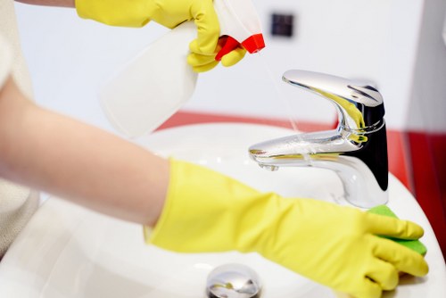 Professional rug cleaning equipment in use