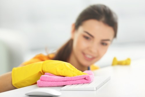 Vacuuming curtains with a soft brush attachment for maintenance